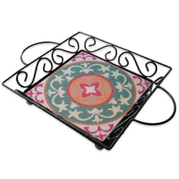 Fruteira Mesa Bandeja Ferro Azulejo Quadrada G2