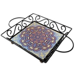 Fruteira Mesa Bandeja Ferro Azulejo Quadrada G6