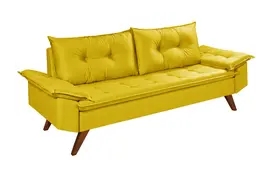 Sofa 3 Lugares Bariloche Retro Essencial Estofados Cor Amarelo