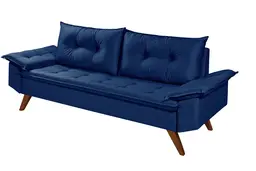 Sofa 3 Lugares Bariloche Retro Essencial Estofados Cor Azul Marinho