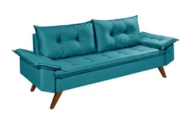 Sofa 3 Lugares Bariloche Retro Essencial Estofados Cor Azul Turquesa