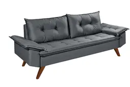 Sofa 3 Lugares Bariloche Retro Essencial Estofados Cor Cinza