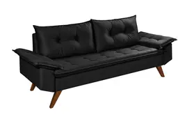 Sofa 3 Lugares Bariloche Retro Essencial Estofados Cor Preto