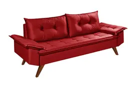 Sofa 3 Lugares Bariloche Retro Essencial Estofados Vermelho