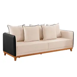 Sofá 3 Lugares Inhotim Linho Bege e Preto