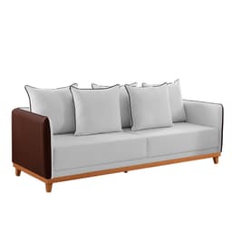 Sofá 3 Lugares Inhotim Linho Cinza e Marrom