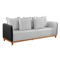 Sofá 3 Lugares Inhotim Linho Cinza e Preto