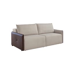 Sofá 3 Lugares Retrátil Urban Linho Bege e Marrom 200 cm