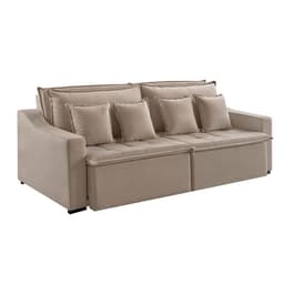 Sofá 3 Lugares Retrátil e Reclinável Amy Veludo Bege 234 cm