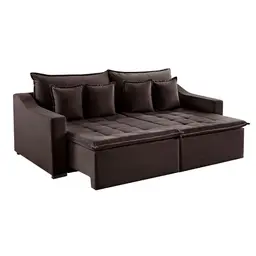 Sofá 3 Lugares Retrátil e Reclinável Amy Veludo Café 214 cm