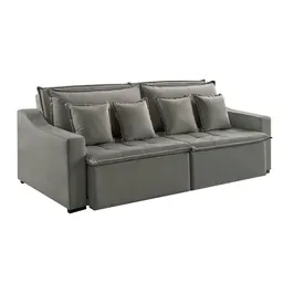 Sofá 3 Lugares Retrátil e Reclinável Amy Veludo Cinza 214 cm