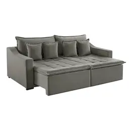 Sofá 3 Lugares Retrátil e Reclinável Amy Veludo Cinza 234 cm