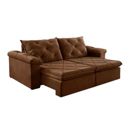 Sofá 3 Lugares Retrátil e Reclinável Astor Veludo Marrom 202 cm