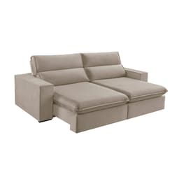 Sofá 3 Lugares Retrátil e Reclinável Free Veludo Bege 230 cm