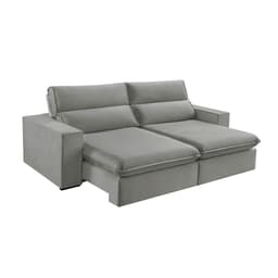 Sofá 3 Lugares Retrátil e Reclinável Free Veludo Cinza Prateado 230 cm