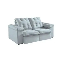 Sofá 3 Lugares Retrátil e Reclinável Itaguaí Veludo Pena Cinza