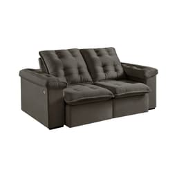 Sofá 3 Lugares Retrátil e Reclinável Itaguaí com USB Veludo Marrom 196 cm