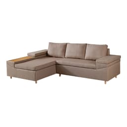 Sofá 4 Lugares Clássico com Chaise Esquerdo e Entrada USB Linho Cobre