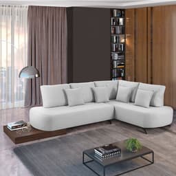 Sofá 4 Lugares Paris com Apoio Lateral Linho Cinza Claro