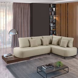 Sofá 4 Lugares Paris com Apoio Lateral Linho Creme