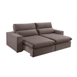 Sofá 4 Lugares Retrátil e Reclinável Free Veludo Bege Escuro 250 cm