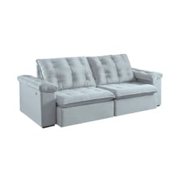 Sofá 4 Lugares Retrátil e Reclinável Itaguaí com USB Veludo Cinza 256 cm