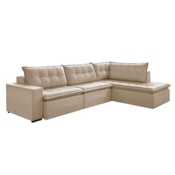 Sofá 5 Lugares Presidente com Chaise Direito Veludo Marfim 316 cm