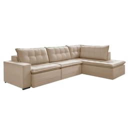 Sofá 5 Lugares Presidente com Chaise Direito Veludo Marfim 366 cm
