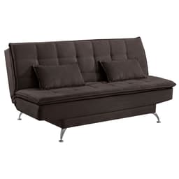 Sofá-Cama Casal 3 Lugares Luna Veludo Base e Pés de Alumínio Marrom