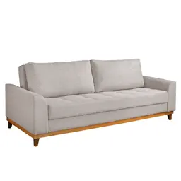 Sofá Living Casal 3 Lugares Alegra Linho Poliéster Bege