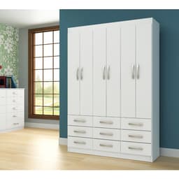 Guarda-Roupa Casal Bergamo 6 Portas 9 Gavetas Branco