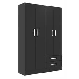 Guarda-Roupa Solteiro Atalaia 4 Portas 2 Gavetas Preto