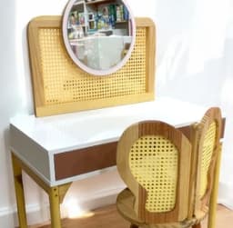 Penteadeira Espelho Camarim Palha Indiana com Gaveta