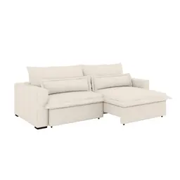 Sofá 3 Lugares Retrátil e Reclinável Bali Linho Cru 240 cm