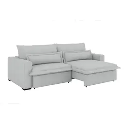 Sofá 3 Lugares Retrátil e Reclinável Bali Linho Prata 240 cm