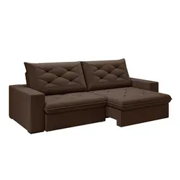 Sofá 3 Lugares Retrátil e Reclinável Flexforma Premier Veludo Chocolate 230 cm