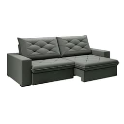 Sofá 3 Lugares Retrátil e Reclinável Flexforma Premier Veludo Cinza 230 cm