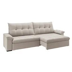 Sofá 3 Lugares Retrátil e Reclinável com USB Flexforma Triton Veludo Marfim 230 cm