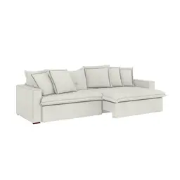 Sofá 3 Lugares Sem Caixa Retrátil e Reclinável Dakota Linho Cru 220 cm