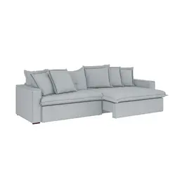 Sofá 3 Lugares Sem Caixa Retrátil e Reclinável Dakota Linho Prata 220 cm