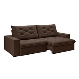 Sofá 4 Lugares Retrátil e Reclinável Flexforma Premier Veludo Chocolate 250 cm