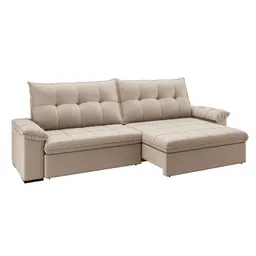 Sofá 4 Lugares Retrátil e Reclinável com USB Flexforma Triton Camurça 250 cm