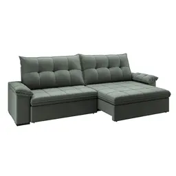 Sofá 4 Lugares Retrátil e Reclinável com USB Flexforma Triton Veludo Cinza 250 cm