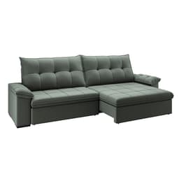 Sofá 4 Lugares Retrátil e Reclinável com USB Flexforma Triton Veludo Cinza 250 cm