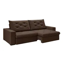 Sofá 5 Lugares Retrátil e Reclinável Flexforma Premier Veludo Chocolate 290 cm