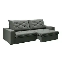 Sofá 5 Lugares Retrátil e Reclinável Flexforma Premier Veludo Cinza 290 cm