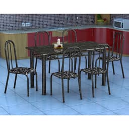 Conjunto de Mesa Granada com 6 Cadeiras Madri Preto Floral GR
