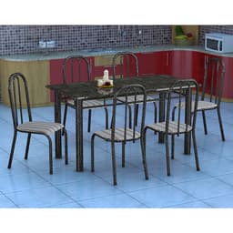Conjunto de Mesa Granada com 6 Cadeiras Madri Preto Listrado GR