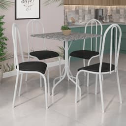 Conjunto de Mesa Malaga com 4 Cadeiras Alicante Branco e Preto