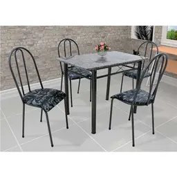 Conjunto de Mesa com 4 Cadeiras Genebra Preto Floral
